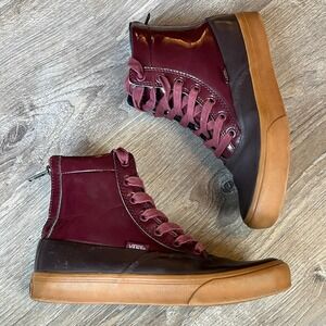 Vans Red Maroon Rubber Lace Up‎ Zip Up Rain Duck Boots Womens 6.5 UK 4 EU 36.5